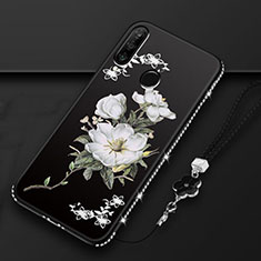 Custodia Silicone Gel Morbida Fiori Cover K01 per Huawei Nova 4e Nero