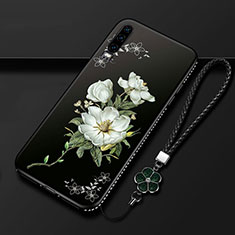 Custodia Silicone Gel Morbida Fiori Cover K01 per Huawei P30 Nero