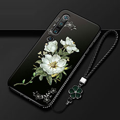 Custodia Silicone Gel Morbida Fiori Cover K01 per Xiaomi Mi 10 Pro Bianco