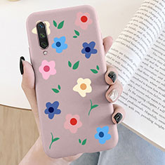 Custodia Silicone Gel Morbida Fiori Cover K07 per Xiaomi Mi A3 Oro Rosa