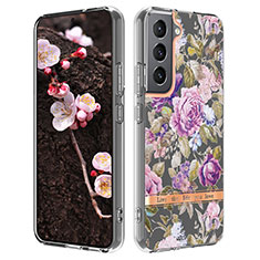 Custodia Silicone Gel Morbida Fiori Cover per Samsung Galaxy S21 FE 5G Viola