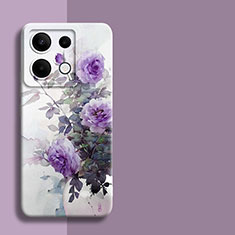 Custodia Silicone Gel Morbida Fiori Cover per Xiaomi Redmi Note 13 Pro 5G Viola