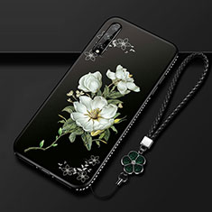 Custodia Silicone Gel Morbida Fiori Cover S01 per Huawei P smart S Bianco