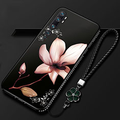 Custodia Silicone Gel Morbida Fiori Cover S01 per Xiaomi Mi Note 10 Pro Marrone