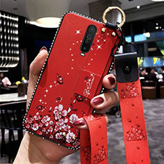 Custodia Silicone Gel Morbida Fiori Cover S01 per Xiaomi Redmi K30 4G Rosso