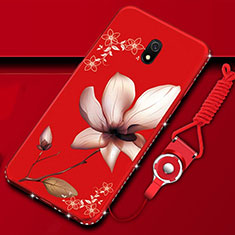 Custodia Silicone Gel Morbida Fiori Cover S02 per Xiaomi Redmi 8A Rosso Rosa