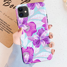 Custodia Silicone Gel Morbida Fiori Cover S04 per Apple iPhone 11 Viola