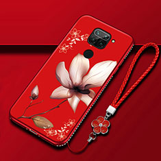 Custodia Silicone Gel Morbida Fiori Cover S05 per Xiaomi Redmi 10X 4G Rosso Rosa