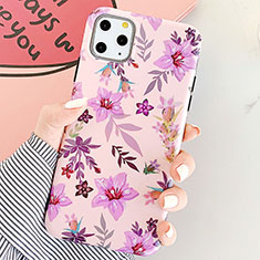 Custodia Silicone Gel Morbida Fiori Cover S07 per Apple iPhone 11 Pro Max Viola