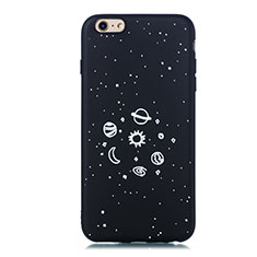 Custodia Silicone Gel Morbida Mistica Luna Stelle Cover per Apple iPhone 6S Nero