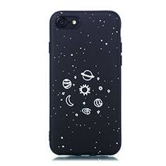 Custodia Silicone Gel Morbida Mistica Luna Stelle Cover per Apple iPhone 7 Nero