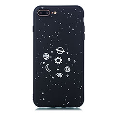 Custodia Silicone Gel Morbida Mistica Luna Stelle Cover per Apple iPhone 7 Plus Nero