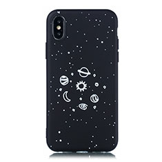 Custodia Silicone Gel Morbida Mistica Luna Stelle Cover per Apple iPhone Xs Nero