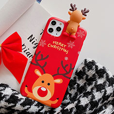 Custodia Silicone Gel Morbida Natale Cover C02 per Apple iPhone 11 Pro Max Rosso