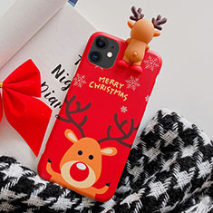 Custodia Silicone Gel Morbida Natale Cover C02 per Apple iPhone 11 Rosso