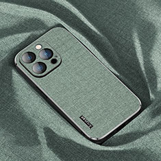 Custodia Silicone In stoffa Ultra Sottile Morbida Cover AT1 per Apple iPhone 14 Pro Verde