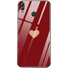 Custodia Silicone Laterale Amore Cuore Specchio Cover S04 per Huawei Honor 8X Rosso