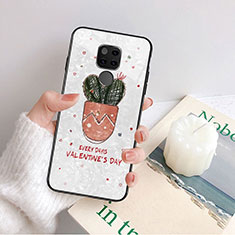 Custodia Silicone Laterale Fiori Specchio Cover per Huawei Mate 20 Arancione