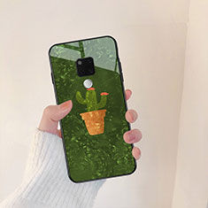 Custodia Silicone Laterale Fiori Specchio Cover per Huawei Mate 20 Verde