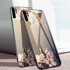 Custodia Silicone Laterale Fiori Specchio Cover per Huawei P30 Pro New Edition Oro