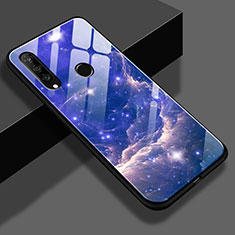 Custodia Silicone Laterale Mistica Luna Stelle Specchio Cover S01 per Huawei Nova 4e Blu