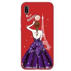 Custodia Silicone Morbida Abito Ragazza Cover S02 per Huawei P20 Lite Rosso