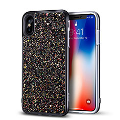 Custodia Silicone Morbida Bling Bling per Apple iPhone Xs Nero