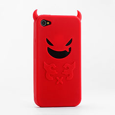 Custodia Silicone Morbida Diavolo per Apple iPhone 4 Rosso
