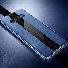 Custodia Silicone Morbida In Pelle Cover A01 per Samsung Galaxy S10 Plus Blu