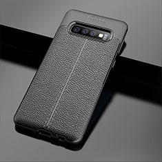 Custodia Silicone Morbida In Pelle Cover A02 per Samsung Galaxy S10 Nero