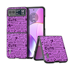 Custodia Silicone Morbida In Pelle Cover B03H per Motorola Moto Razr 40 5G Viola