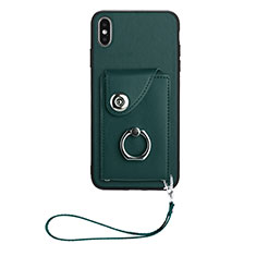 Custodia Silicone Morbida In Pelle Cover BF1 per Apple iPhone Xs Verde Notte