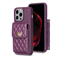 Custodia Silicone Morbida In Pelle Cover BF2 per Apple iPhone 13 Pro Max Viola