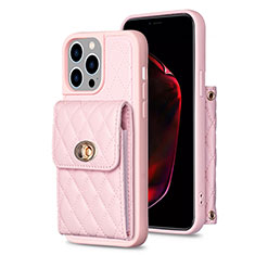 Custodia Silicone Morbida In Pelle Cover BF2 per Apple iPhone 16 Pro Max Oro Rosa