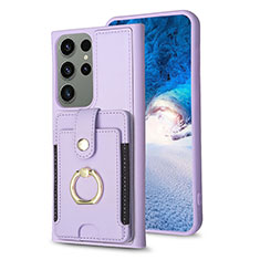 Custodia Silicone Morbida In Pelle Cover BF2 per Samsung Galaxy S22 Ultra 5G Lavanda