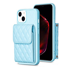 Custodia Silicone Morbida In Pelle Cover BF3 per Apple iPhone 15 Blu