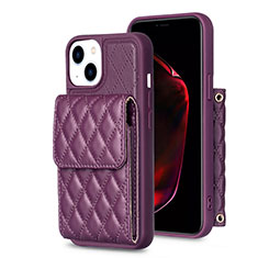 Custodia Silicone Morbida In Pelle Cover BF3 per Apple iPhone 15 Plus Viola