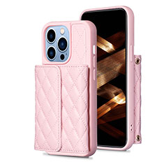 Custodia Silicone Morbida In Pelle Cover BF3 per Apple iPhone 16 Pro Max Oro Rosa