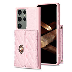 Custodia Silicone Morbida In Pelle Cover BF3 per Samsung Galaxy S25 Ultra 5G Oro Rosa