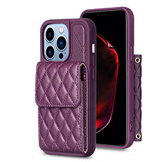 Custodia Silicone Morbida In Pelle Cover BF4 per Apple iPhone 15 Pro Max Viola