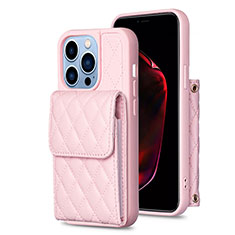 Custodia Silicone Morbida In Pelle Cover BF4 per Apple iPhone 15 Pro Oro Rosa