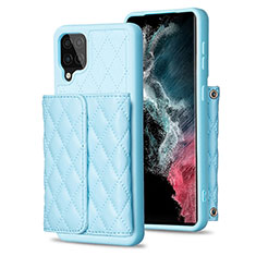 Custodia Silicone Morbida In Pelle Cover BF5 per Samsung Galaxy A12 5G Cielo Blu