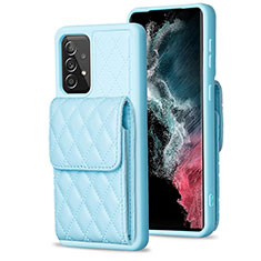 Custodia Silicone Morbida In Pelle Cover BF6 per Samsung Galaxy A52s 5G Cielo Blu