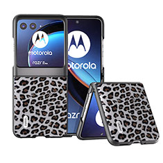 Custodia Silicone Morbida In Pelle Cover BH2 per Motorola Moto Razr 40 Ultra 5G Grigio Scuro