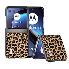 Custodia Silicone Morbida In Pelle Cover BH2 per Motorola Moto Razr 40 Ultra 5G Marrone Chiaro