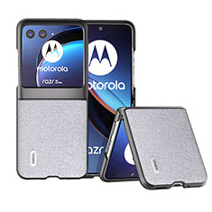 Custodia Silicone Morbida In Pelle Cover BH6 per Motorola Moto Razr 40 Ultra 5G Grigio