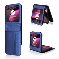 Custodia Silicone Morbida In Pelle Cover BY1 per Motorola Moto Razr 40 Ultra 5G Blu