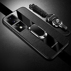 Custodia Silicone Morbida In Pelle Cover con Magnetico Anello Supporto PB1 per Huawei Honor 80 GT 5G Nero