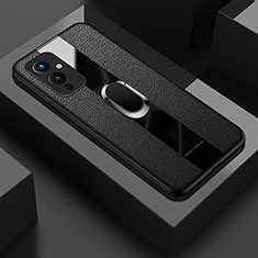 Custodia Silicone Morbida In Pelle Cover con Magnetico Anello Supporto PB1 per OnePlus 9 5G Nero