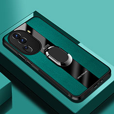 Custodia Silicone Morbida In Pelle Cover con Magnetico Anello Supporto PB1 per Oppo Reno11 Pro 5G Verde